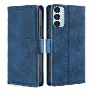 For Samsung Galaxy M15 5G Skin Feel Crocodile Magnetic Clasp Leather Phone Case(Blue)