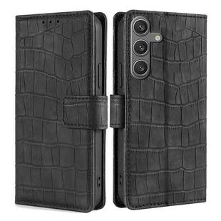 For Samsung Galaxy S24 5G Skin Feel Crocodile Magnetic Clasp Leather Phone Case(Black)