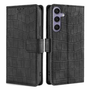 For Samsung Galaxy S24+ 5G Skin Feel Crocodile Magnetic Clasp Leather Phone Case(Black)