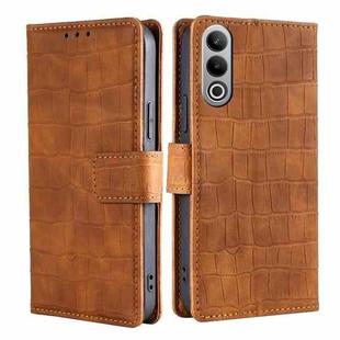 For OnePlus Nord CE4 5G Skin Feel Crocodile Magnetic Clasp Leather Phone Case(Brown)