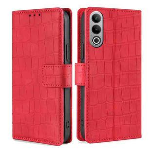 For OnePlus Nord CE4 5G Skin Feel Crocodile Magnetic Clasp Leather Phone Case(Red)