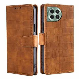 For OnePlus Ace 3 Pro 5G Skin Feel Crocodile Magnetic Clasp Leather Phone Case(Brown)