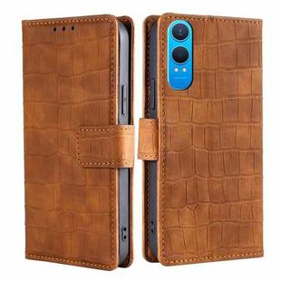 For OnePlus Nord CE 4 Lite 5G Skin Feel Crocodile Magnetic Clasp Leather Phone Case(Brown)