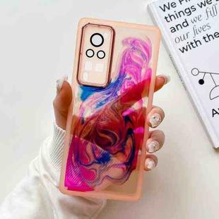 For vivo X60 Pro Oil Painting Electroplating TPU Phone Case(Pink)