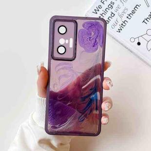 For vivo X70 Oil Painting Electroplating TPU Phone Case(Purple)