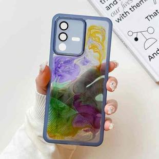 For vivo S12 Oil Painting Electroplating TPU Phone Case(Blue)