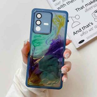 For vivo S12 Pro Oil Painting Electroplating TPU Phone Case(Blue)
