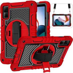 For Xiaomi Redmi Pad 10.61 360 Degree Rotation PC Contrast Silicone Tablet Case(Red + Black)