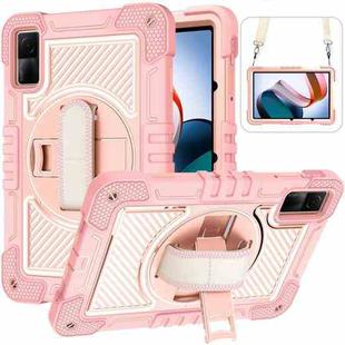 For Xiaomi Redmi Pad 10.61 360 Degree Rotation PC Contrast Silicone Tablet Case(Rose Gold)