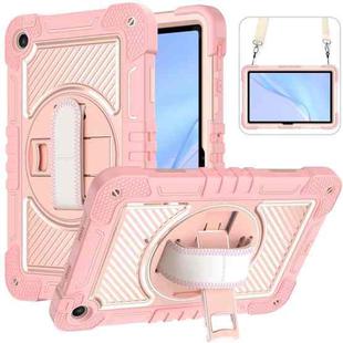 For Huawei MatePad SE 10.4 360 Degree Rotation PC Contrast Silicone Tablet Case(Rose Gold)