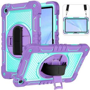 For Huawei MatePad SE 10.4 360 Degree Rotation PC Contrast Silicone Tablet Case(Purple + Mint Green)