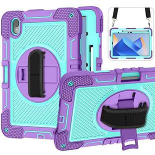 For Huawei MatePad 11 2023 360 Degree Rotation PC Contrast Silicone Tablet Case(Purple + Mint Green)