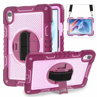 For Huawei MatePad 11.5 2023 360 Degree Rotation PC Contrast Silicone Tablet Case(Rose Red + Pink)