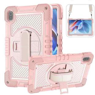 For Huawei MatePad SE 11 360 Degree Rotation PC Contrast Silicone Tablet Case(Rose Gold)