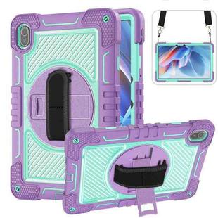 For Huawei MatePad SE 11 360 Degree Rotation PC Contrast Silicone Tablet Case(Purple + Mint Green)