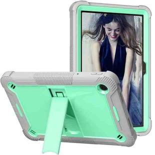 For TCL Tab 10 5G Shockproof Silicone Hybrid PC Tablet Case with Holder(Mint Green + Grey)