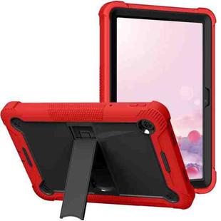 For TCL Tab 10 5G Shockproof Silicone Hybrid PC Tablet Case with Holder(Black + Red)