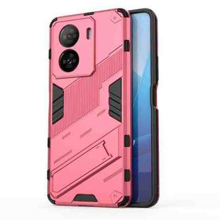 For vivo iQOO Z7 5G Punk Armor 2 in 1 PC + TPU Shockproof Phone Case with Invisible Holder(Light Red)