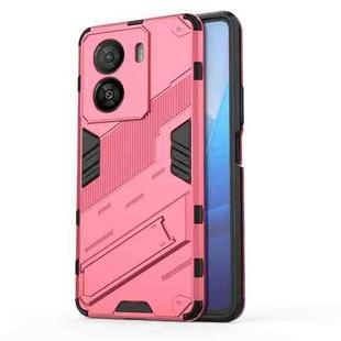 For vivo iQOO Z7x 5G Punk Armor 2 in 1 PC + TPU Shockproof Phone Case with Invisible Holder(Light Red)