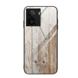 For vivo iQOO Z7 Wood Grain Glass TPU Phone Case(Grey)