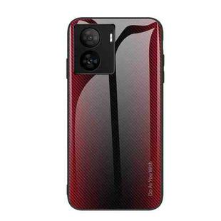 For vivo iQOO Z7 Texture Gradient Glass TPU Phone Case(Red)