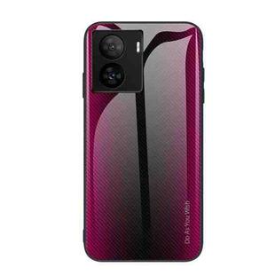 For vivo iQOO Z7 Texture Gradient Glass TPU Phone Case(Rose Red)