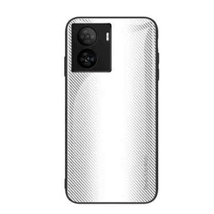 For vivo iQOO Z7 Texture Gradient Glass TPU Phone Case(White)