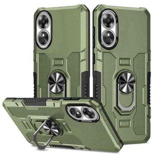 For OPPO A17 Ring Holder Armor Hybrid Phone Case(Green)