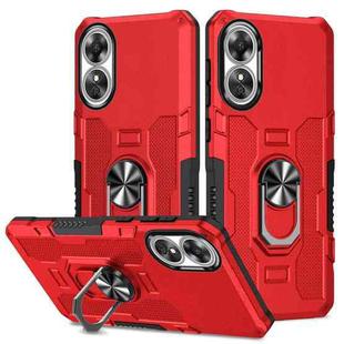 For OPPO A17 Ring Holder Armor Hybrid Phone Case(Red)