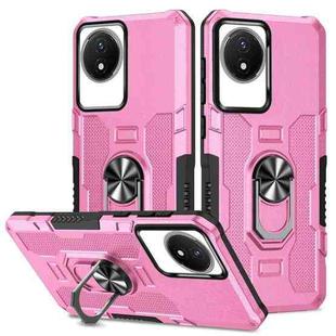 For vivo Y02 Ring Holder Armor Hybrid Phone Case(Pink)