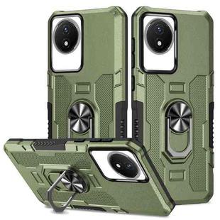 For vivo Y02 Ring Holder Armor Hybrid Phone Case(Green)