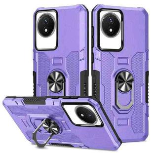 For vivo Y02 Ring Holder Armor Hybrid Phone Case(Purple)