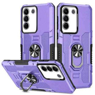 For vivo V27e Ring Holder Armor Hybrid Phone Case(Purple)