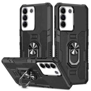For vivo V27 Ring Holder Armor Hybrid Phone Case(Black)