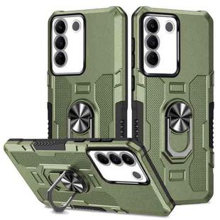 For vivo V27 Ring Holder Armor Hybrid Phone Case(Green)