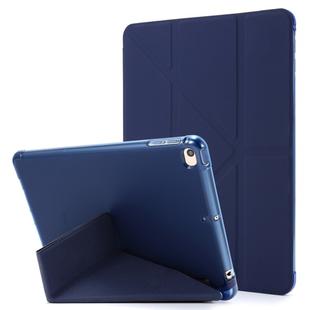 For iPad Mini (2019) Airbag Deformation Horizontal Flip Leather Case with Holder & Pen Holder(Dark Blue)