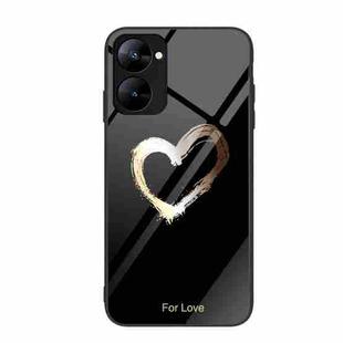 For Realme V30 Colorful Painted Glass Phone Case(Black Love)