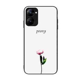 For Realme V30 Colorful Painted Glass Phone Case(A Flower)