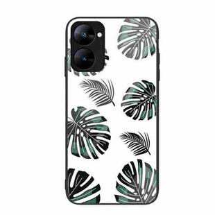 For Realme V30 Colorful Painted Glass Phone Case(Banana Leaf)
