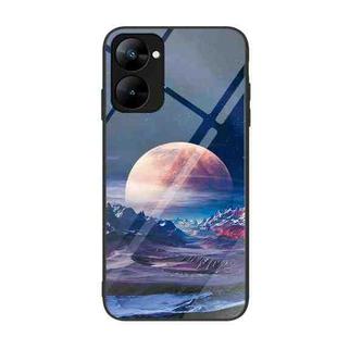 For Realme V30 Colorful Painted Glass Phone Case(Moon Hill)