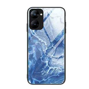 For Realme V30 Marble Pattern Glass Phone Case(Blue Ocean)