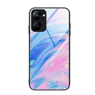 For Realme V30 Marble Pattern Glass Phone Case(Pink)