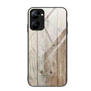 For Realme V30 Wood Grain Glass Phone Case(Grey)