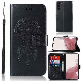 For Samsung Galaxy S23+ 5G Global Wind Chime Owl Embossing Pattern Leather Phone Case(Black)