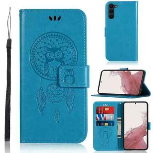 For Samsung Galaxy S23+ 5G Global Wind Chime Owl Embossing Pattern Leather Phone Case(Blue)