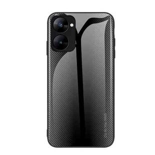 For Realme V30 Texture Gradient Glass TPU Phone Case(Black)