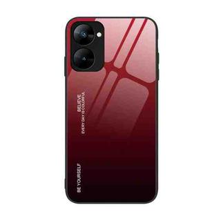 For Realme V30 Gradient Color Glass Phone Case(Red Black)