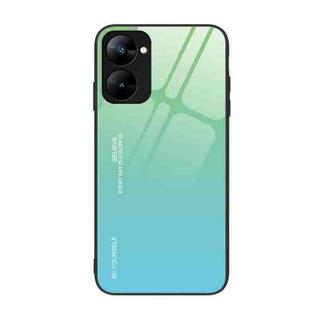 For Realme V30 Gradient Color Glass Phone Case(Green Cyan)