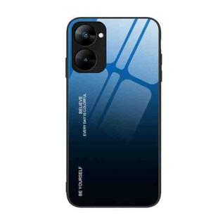 For Realme V30 Gradient Color Glass Phone Case(Blue Black)