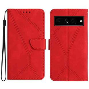 For Google Pixel 7 Pro Stitching Embossed Leather Phone Case(Red)